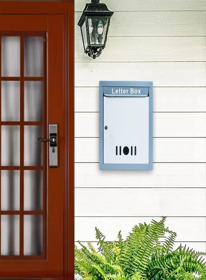 HOMIFLY صندوق بريد/صندوق اقتراحات/صندوق شكاوى/صندوق رسائل مثبت على الحائط بحجم A4 من HOMIFLY للمكتب/صندوق بريد لبوابة المنزل مع نافذة رؤية واضحة وقفل مفتاح آمن - (رمادي) - Image 3